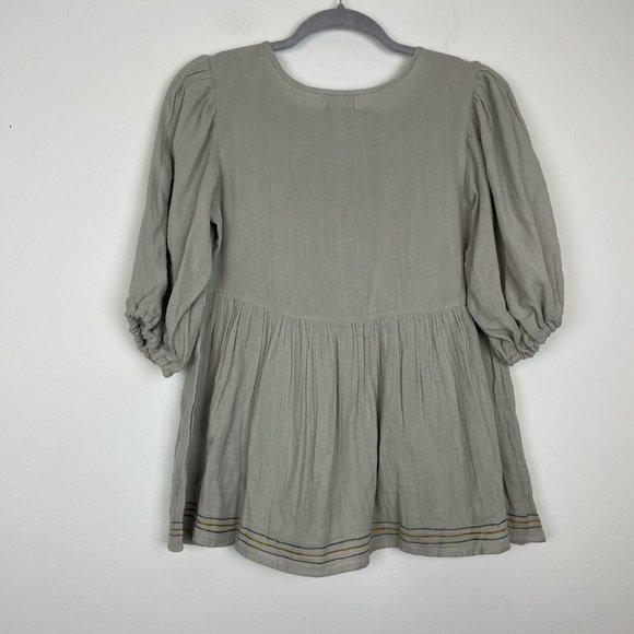 Roolee Baby Doll Puff Sleeve Green Contrast Button Casual Top Size Small - Picture 7 of 8